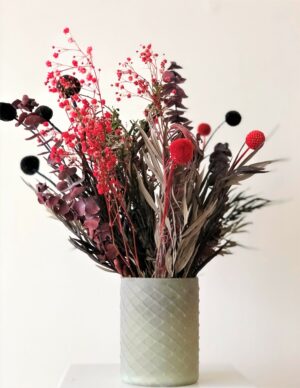 Droogbloemen boeket rood – vooraf samengesteld en geleverd – ±35 cm