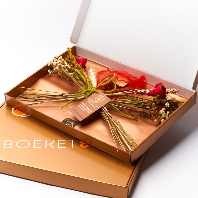 Boeket droogbloemen (rood) ↑ 30 cm