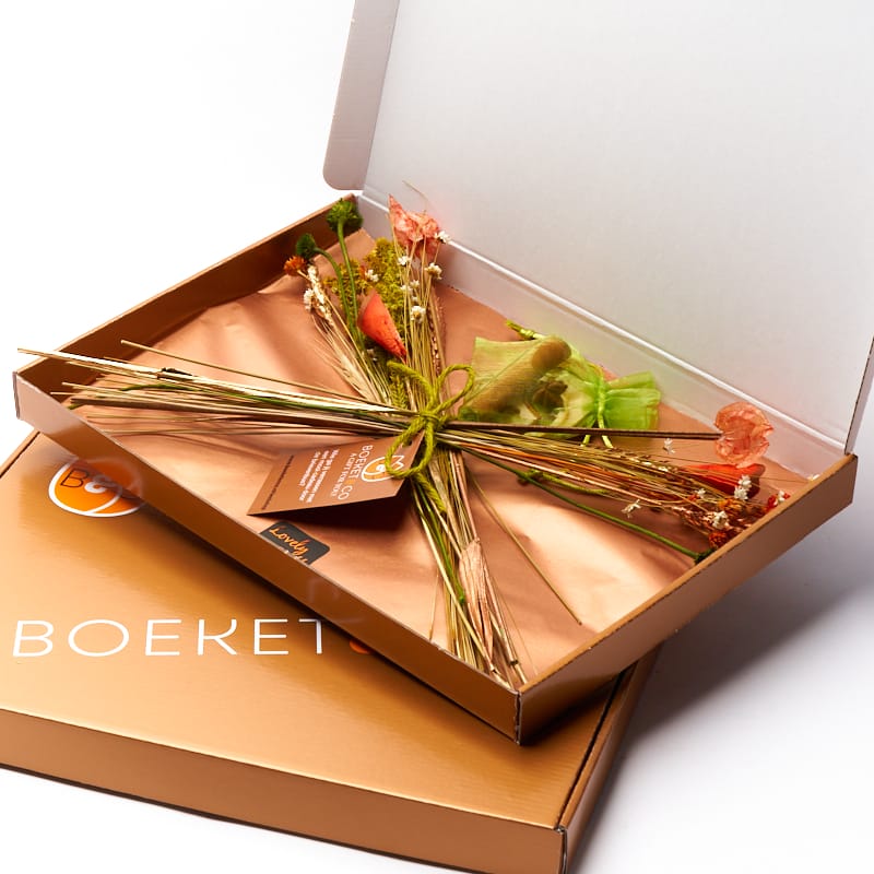 Boeket droogbloemen (oranje) ↑ 30 cm