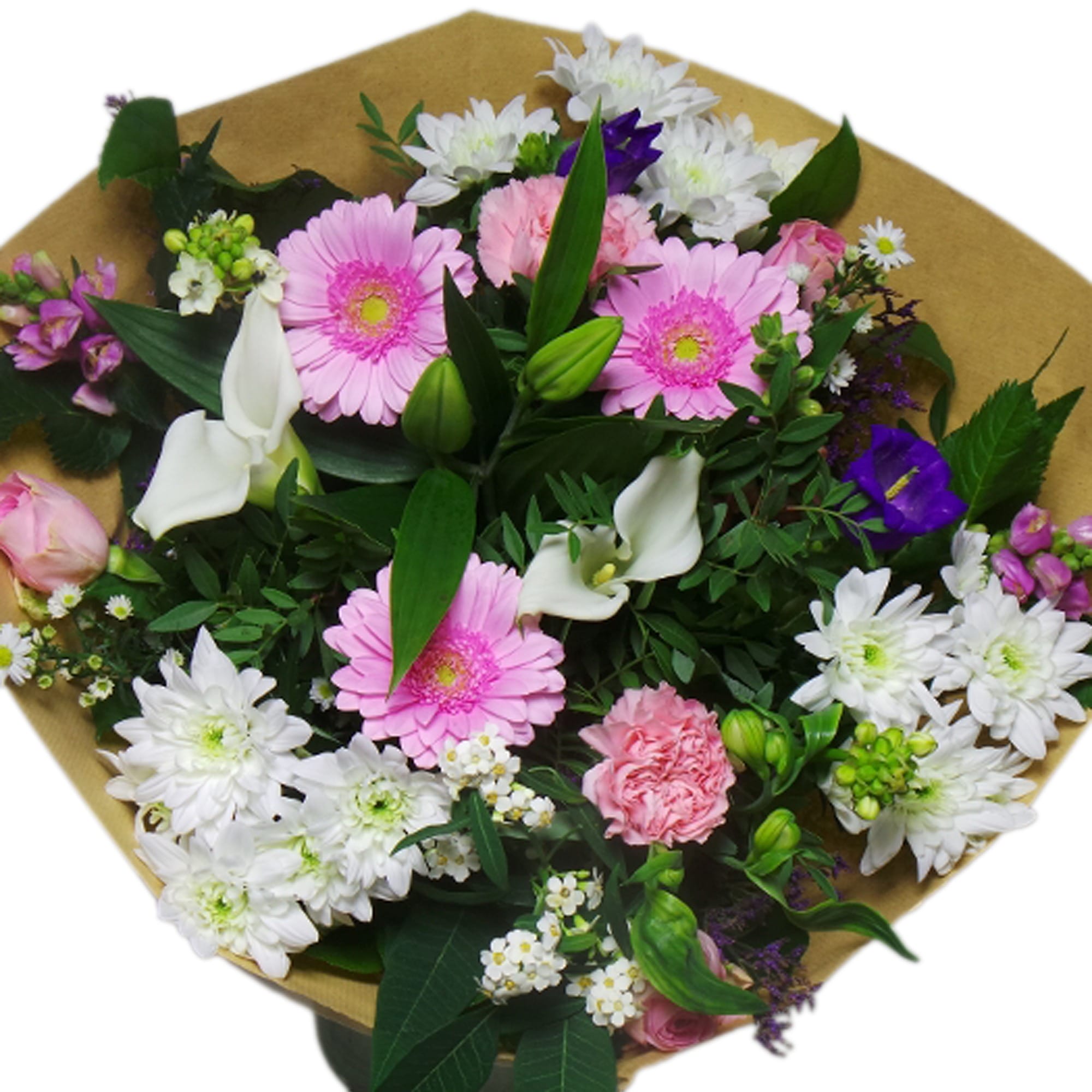 Boeket bloemen - Large (Wit-Roze) ↑ 45 cm