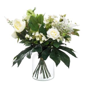 Bouquet White Dream – kunstboeket witte bloemen – tijdloos wit – ±60 cm