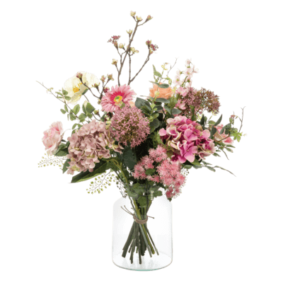 Bouquet Mystic Summer – kunstboeket – zomers met zachtroze bloemen – ±65 cm