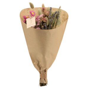 Field Bouquet Pink droogboeket – roze droogbloemenmix die een jaar – ±35 cm