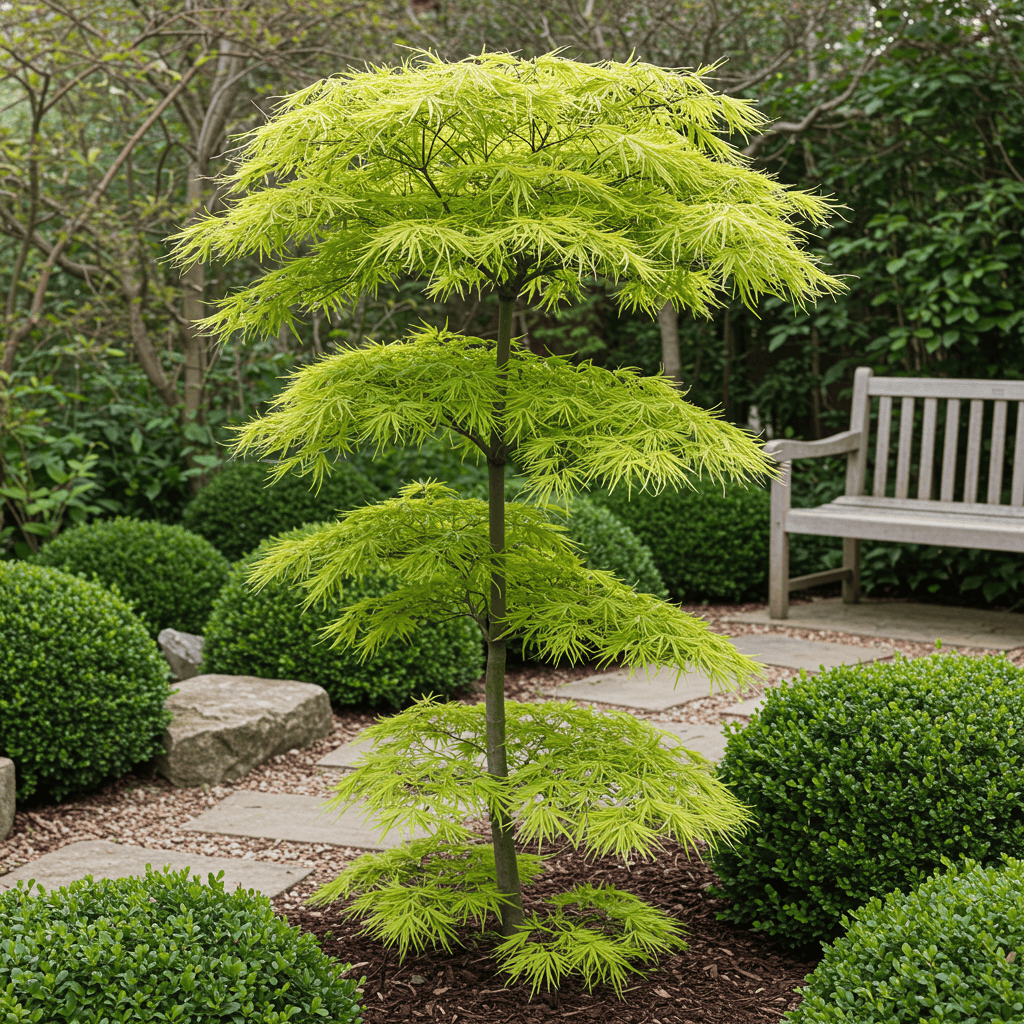 Japanse Esdoorn - Acer Palmatum Koto-No-Ito - Groen - 2 Planten - Bladverliezend - Pot 19Cm Hoogte 70Cm - Afbeelding 4