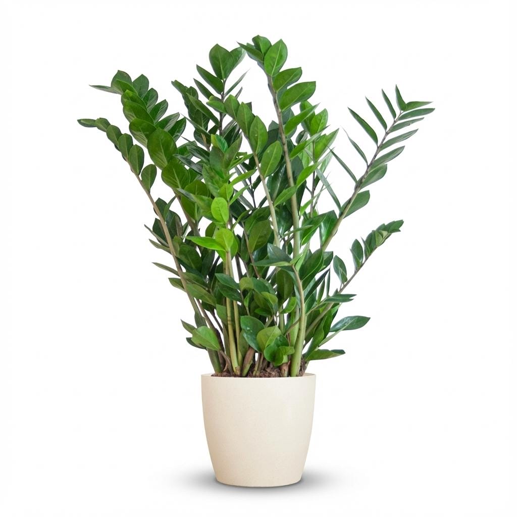 Zamioculcas Zamiifolia Met Potter Wit - 80Cm - Ø21
